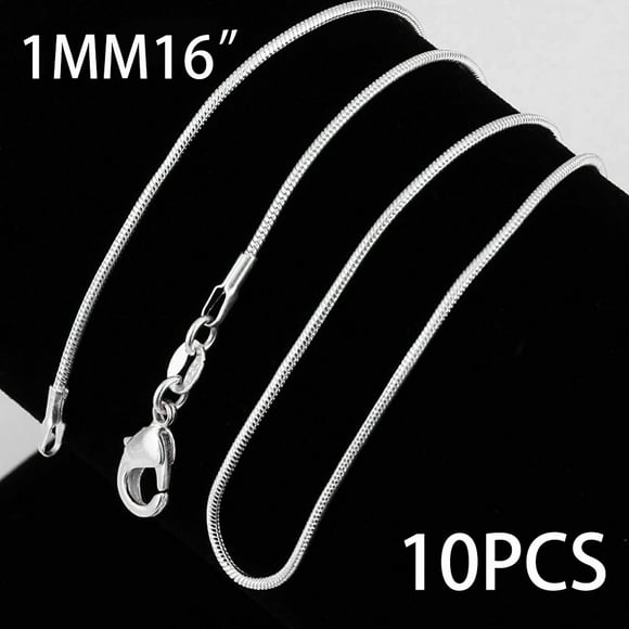 10PCS 925 Silver Snake Chain Necklace Set, Premium 1mm Solid Silver Chains 16-28 Inches, Fine Jewelry Gift Collection for Women Men with Gift Box, Silver
