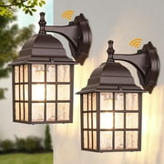2-Pack Dusk To Dawn Outdoor Lights for House, Exterior Porch Light Fixtures Wall Mount with Photocell Sensor, Oil Rubbed Bronze Wall Lantern, Waterproof Outside Wall Sconce Lighting for Garage, Door
