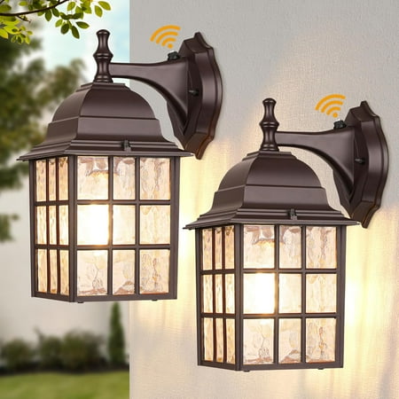 2-Pack Dusk To Dawn Outdoor Lights for House, Exterior Porch Light Fixtures Wall Mount with Photocell Sensor, Oil Rubbed Bronze Wall Lantern, Waterproof Outside Wall Sconce Lighting for Garage, Door