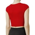 thumbnail image 3 of J. METHOD Women's Short Sleeve Scoop Neck Crop Top Solid Basic Casual Cropped T Shirts NEWT18 Red M, 3 of 6