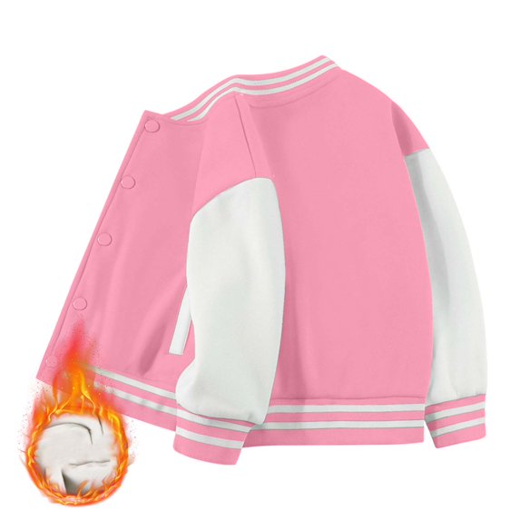 Splozh Boys Jacket 1-14 Years Kids Baseball Jackets Boys Girls Jacket Lightweight Plain Button Casual Coat,Hot Pink,18-24 Months