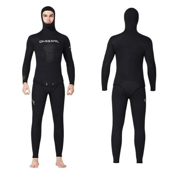 3MM Open-Cell Neoprene 2-Piece Hooded Wetsuit - High Elasticity for Spearfishing & Scuba