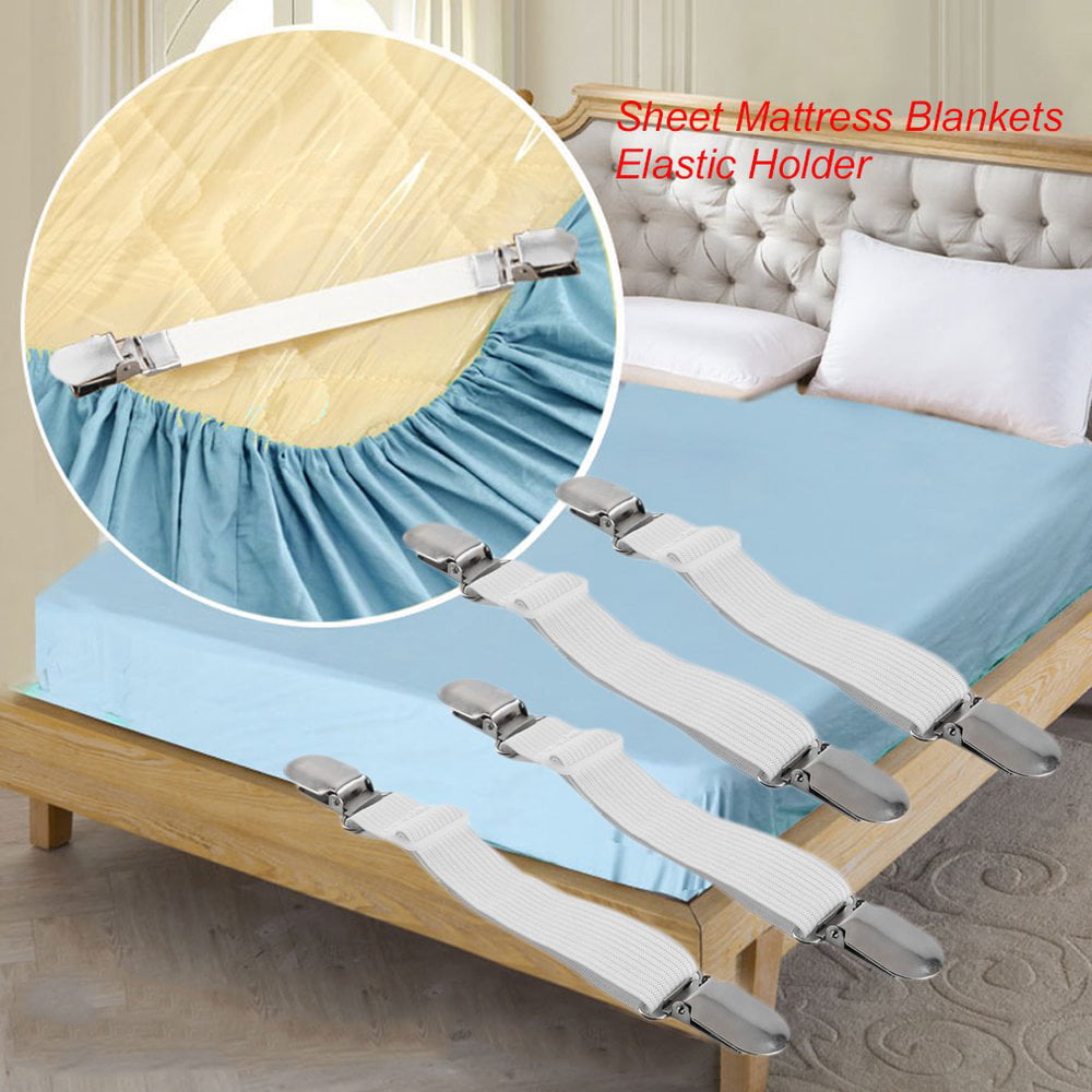 ArgoBar 4 Pcs Bed Sheet Mattress Blankets Elastic Holder Non Slipping Grippers Fasteners Adjustable Table Cloth Clip Home Decoration