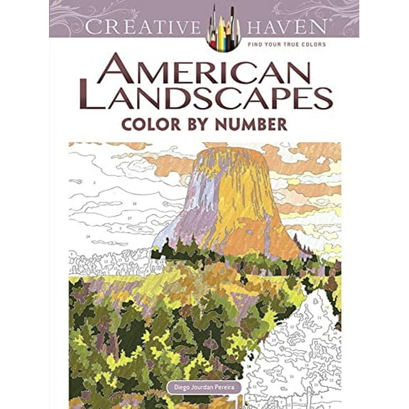 Pre-Owned Creative Haven American Landscapes Color by Number Coloring Book Paperback