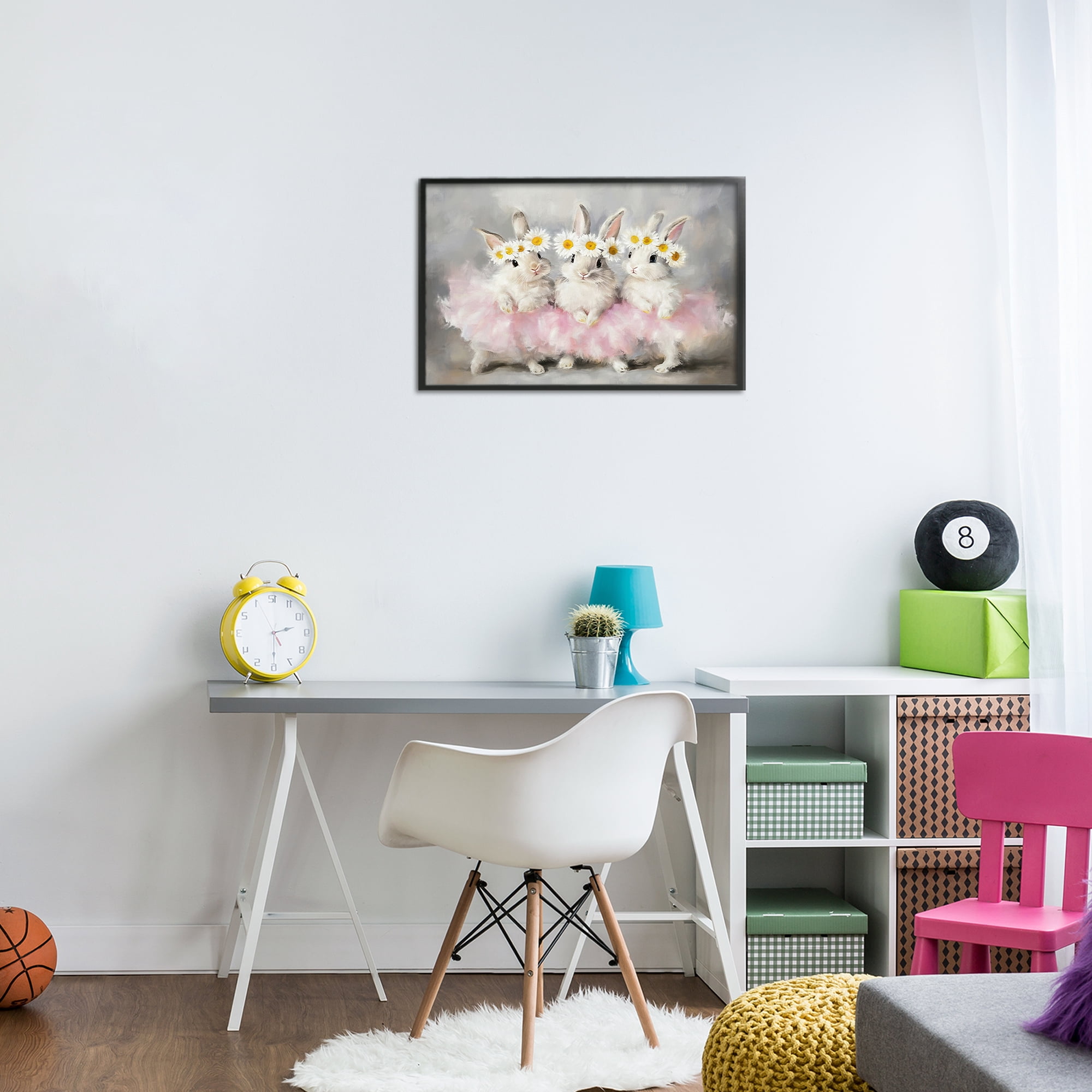 Stupell Industries Dancing Bunnies in Tutus Black Framed Giclee Art, design by Tina LeCour