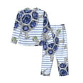 thumbnail image 2 of Disketp Pajamas Set Long Sleeve Sleepwear Womens Button Down Nightwear Pj Sets-Turtle With Blue Stones, 2 of 9