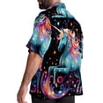 thumbnail image 3 of Starry Unicorn Men's Short Sleeve Hawaiian Shirt Button Down Poplin Beach Casual Printed Unisex Summer Tops, 3 of 6