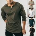 thumbnail image 4 of Mens Casual Long Sleeve T-shirt Henley Grandad V Neck Button Solid Tee Shirt Top, 4 of 8