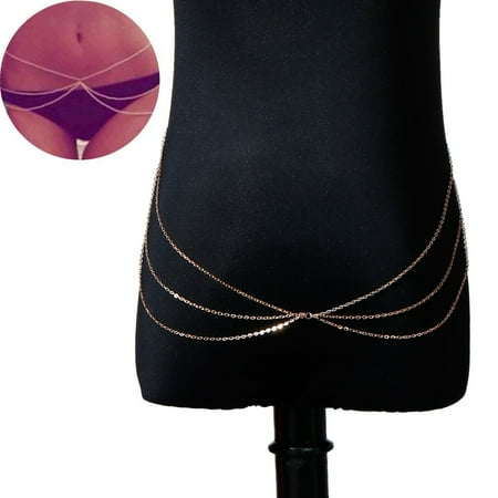 Sexy Body Chain - Sexy Sparkles Bikini Beach Crossover Harness Necklace Waist Belly Body Chain Jewelry