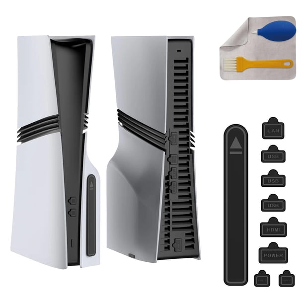 Juego de tapones antipolvo compatibles con la consola PS5 / Slim / Pro; aptos para las ediciones con disco y digital; kit de tapas antipolvo para puertos