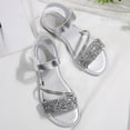 thumbnail image 4 of Daiosportswear Women'S Briaded Sandals Round Open Toe Ankle Strap Flat Dress Shoes,Womens' Shoes Silver 9.5(43), 4 of 9
