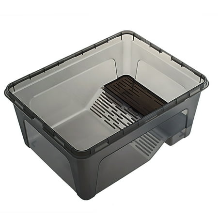 - Turtle Box Aquarium Plastic Fish Tank for Breeding Turtle - Black