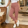 thumbnail image 4 of Levmjia Women Polka Dot Print Pants High Waisted Casual Pants with Pockets Ankle Length with Side Slit Elastic Waist Trousers, 4 of 6