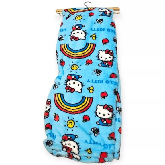 Sanrio HELLO KITTY Ultra Fine Faux Fur Rainbows Throw Blanket