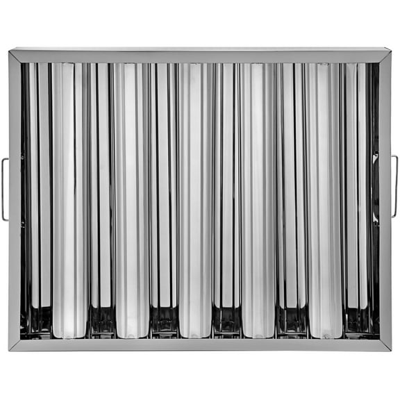 VEVOR 6Pcs/Set 430 Stainless Steel Range Hood Filter With 5 Grooves Baffle Grease Filter 20 x 16 Inch For Commercial Kitchen