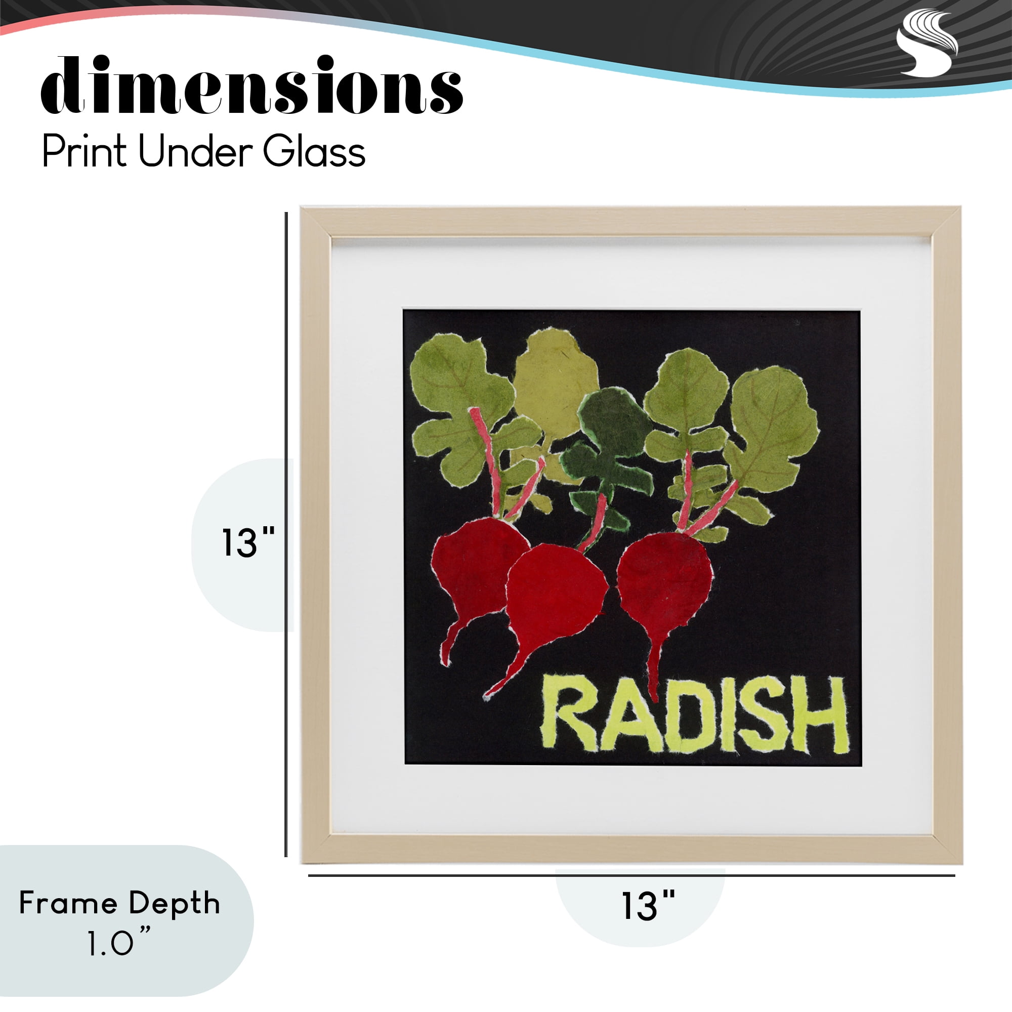 Stupell Industries Collaged Radish Vegetables Birch Framed Print Under Glass, design by Nancy Overton
