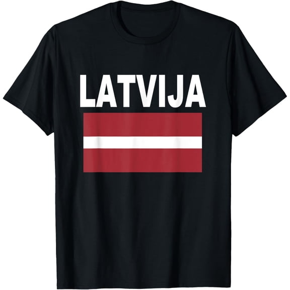men and women can wear，Latvija Flag T-Shirt Cool Latvian Latvia Flags Gift Top Tee T-Shirt