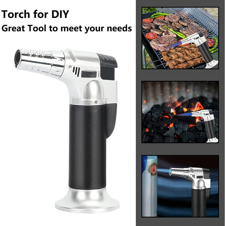 cigarette lighter blowtorch Refillable Cigar Butane Torch Lighters Blow for Culinary Cooking Food Scorch Blowtorch Black