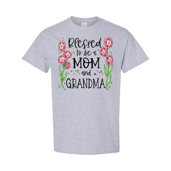 Inktastic Blessed to Be a Mom and Grandma Pink Flowers T-Shirt