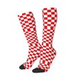 thumbnail image 2 of Red Checkerboard Pattern Knee High Socks for Women Long Leg Warmers Socks, 2 of 7