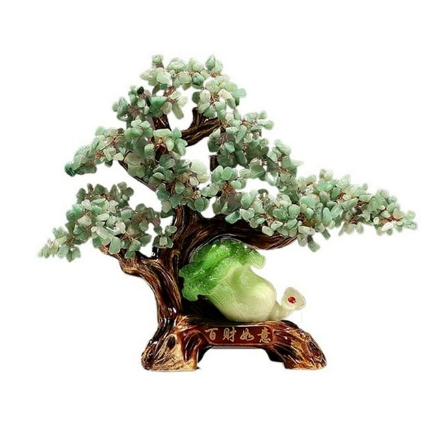 Crystal Money Tree Feng Shui Statue Wealth Decoration | Fortune Tree Gem Tree for Home Office Decor, Spiritual Ornament