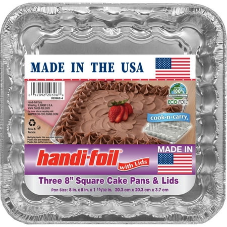Handi-Foil Aluminum 8-inch Square Cake Pan with Lid