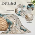 thumbnail image 3 of Teal Tulip Butterfly Throw Pillow Covers, Beige Turquoise Floral Farmhouse Wooden Soft Breathable Pillow Cases with Invisible Zipper, Standard Pillowcases for Couch Bed Sofa Chair 20x26 Inches, 3 of 9