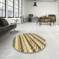 thumbnail image 3 of Ahgly Company Indoor Round Abstract Mustard Yellow Abstract Area Rugs, 4' Round, 3 of 6