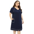 thumbnail image 5 of Women's Plus Size House Dress Button Front Housecoat Robe Duster Ruffle Short Sleeve Nightgwon with Pockets, Oversized Loose Casual Nightshirt, Short Nightdress, XL-4XL, 5 of 6
