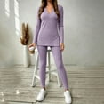 thumbnail image 4 of Lyrehush Womens Casual Matching Sets Fitted Leggings Ribbed Knit Stretchy V Neck Tunics Activewear 2 Piece Lounge Set, 4 of 7