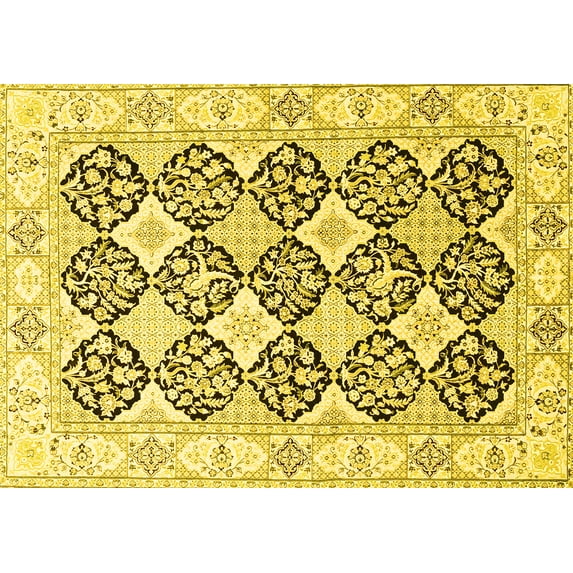 Ahgly Company Indoor Rectangle Persian Yellow Traditional Area Rugs, 8' x 12'