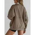 thumbnail image 2 of Women's Half Zip Sweatshirts Fleece Stand Collar Long Sleeve Thumb Hole Oversized Pullovers with Pockets, 2 of 5