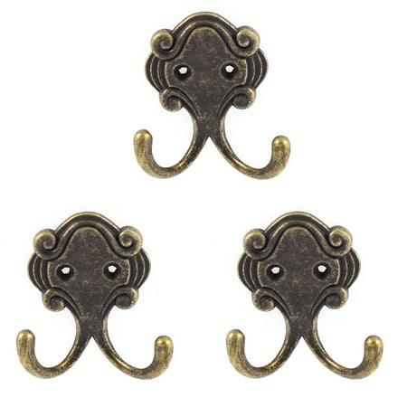 - Home Vintage Style Wall Mounted Dual Hooks Clothes Coat Hanger Rack 3 Pcs