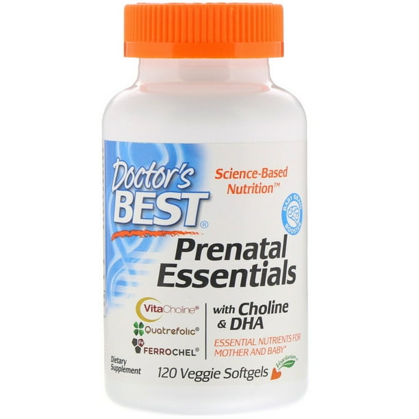 Doctor's Best Prenatal Essentials with Choline & DHA, 120 Veggie