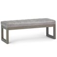 thumbnail image 1 of Trent Home 48" W Rectangle Ottoman Bench in Distressed Gray Taupe Faux Leather, 1 of 5