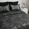 thumbnail image 3 of HIG 7-Piece King Comforter Set with Matching Curtains - Gray Flower Patchwork Bed in a Bag Bedding Set, 3 of 10
