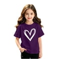 thumbnail image 5 of Kids Girls Purple Heart Print T-Shirt Soft Cotton Crewneck Casual Graphic Tee,Size 10 T, 5 of 5