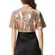 thumbnail image 3 of CHAQUETA BOLERO CON LENTEJUELAS INSPIRADA CHIC PARA MUJERES, MANGAS ACAMPANADAS, CROP, CHAQUETAS BRILLANTES EN GLITTER, TALLA 3XL, ORO ROSADO, 3 of 6