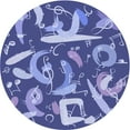 thumbnail image 1 of Ahgly Company Indoor Round Patterned Purple Mimosa Purple Area Rugs, 3' Round, 1 of 6