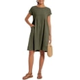thumbnail image 4 of Vestido midi Zhyaj con cuello redondo y manga corta holgado, túnica de algodón, 4 of 7