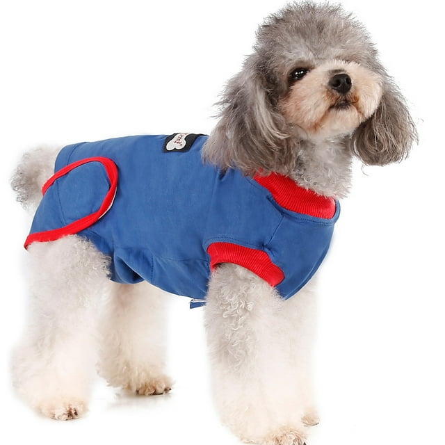 Blue Dog Post-Surgery Recovery Suit with Nylon Velcro Closure - Anti-Lick, Anti-Scratch Protection for Wound Healing - Easy On/Off Design - Size S (PD10037#) - Essential Pet Medical Apparel for