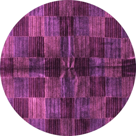 Ahgly Company Indoor Round Checkered Purple Modern Area Rugs, 4' Round