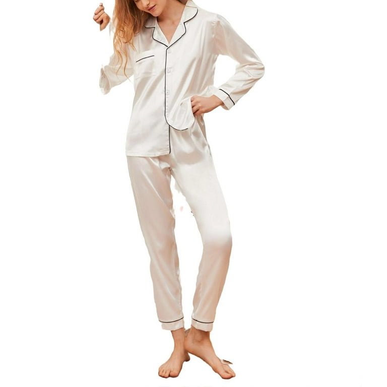 Casual Comfy Pant Sets Long Sleeve White Womens Pajama Sets Women s