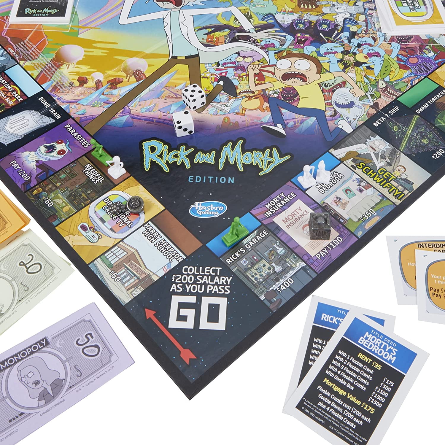 Monopoly: Rick and Morty Edition Board Game, Cartoon Network Game for Families and Teens 17+, Includes Collectible Monopoly Tokens