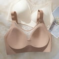 thumbnail image 5 of Womens Wireless Bras Comfortable Push Up Bra Ndbuld Women's Solid Color Backless Sexy Seamless Push-Up Beautiful Back Underwear Everyday Bras Khaki L, 5 of 6