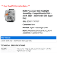 thumbnail image 2 of Right Passenger Side Headlight Assembly - Compatible with 2008 - 2019, 2021 - 2024 Ford E-350 Super Duty 2009 2010 2011 2012 2013 2014 2015 2016 2017 2018 2022 2023, 2 of 2