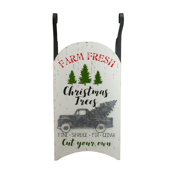 Roman 26" White and Green Fresh Christmas Trees Slay Decoration