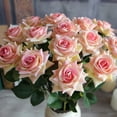 thumbnail image 6 of SPRING PARK 1 Pc Artificial Rose Fake Flowers Leaf Flowers Bridal Wedding Bouquet Home Decor, 6 of 7