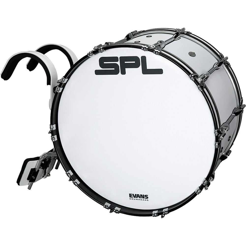Sound Percussion Labs Birch Marching Bass Drum With Carrier White 26