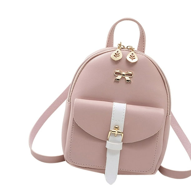 Siruishop Womens Mini Backpack Ladies Girls Shoulder Bag Leather Small Daypacks Pink Pink